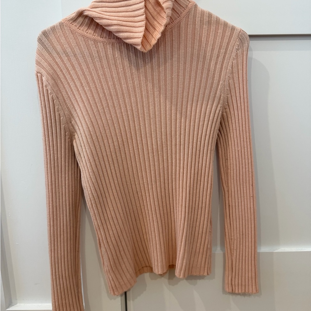New York & Company Ribbed Pink Turtleneck Sweater